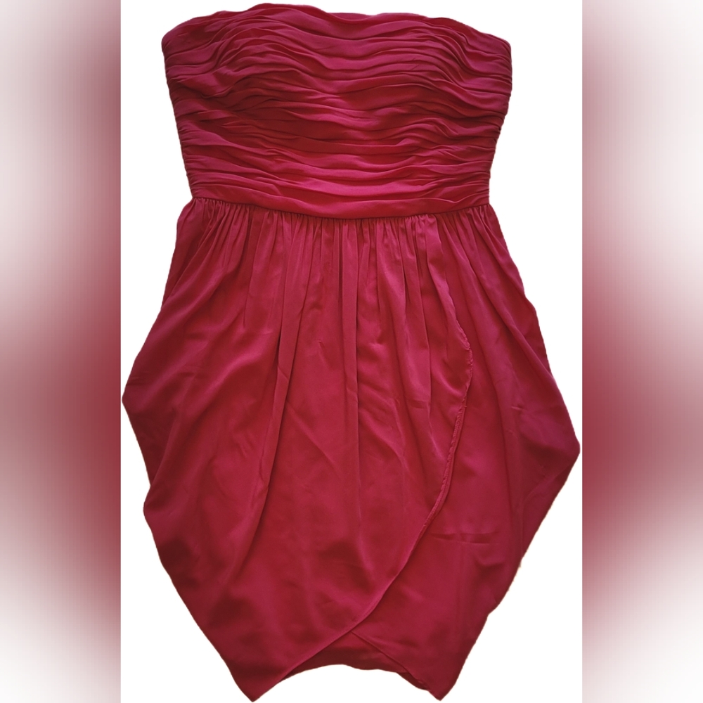 Aidan Mattox Red Strap/Strapless Rouche Faux Wrap Bubble Mini Cocktail Dress - 6